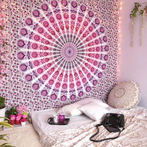 Indian Pink Bedding Boho Tapestry for Home Decor